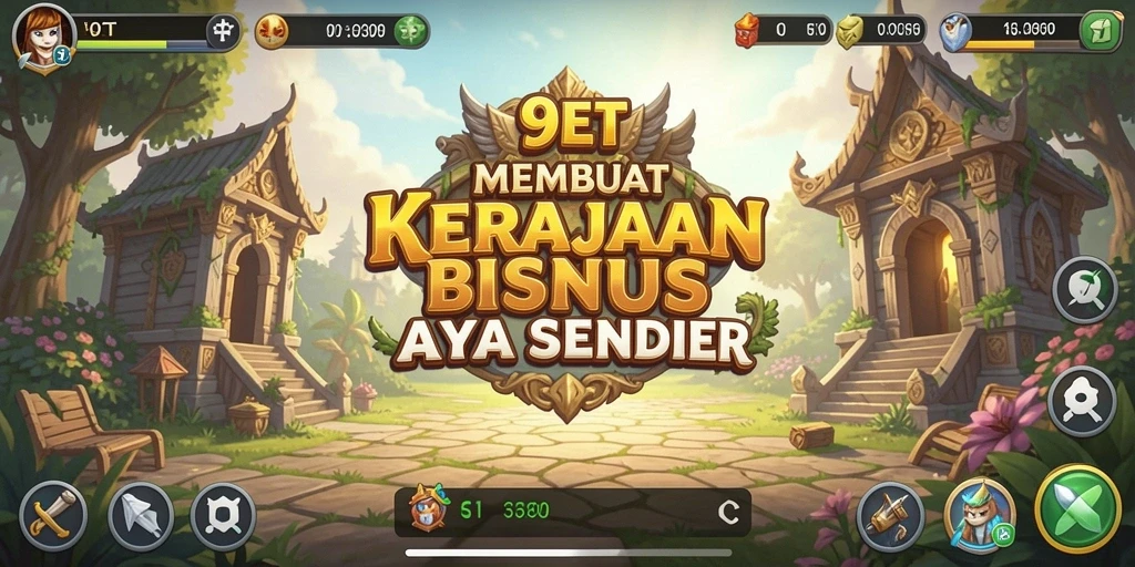 Screenshot gameplay 9ET menampilkan aksi membangun dan mengelola bisnis.