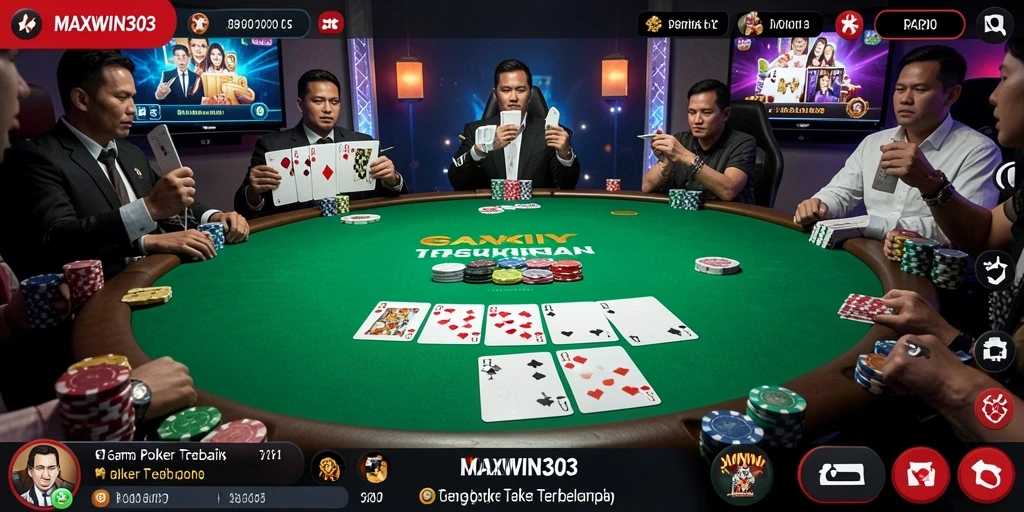 Tampilan gameplay poker yang mendebarkan di MAXWIN303.