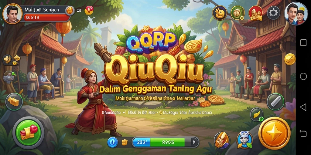 Tampilan dinamis dari gameplay QiuQiu yang menarik dan interaktif.