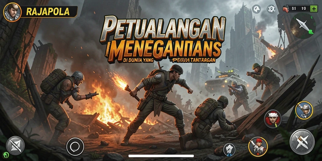 Screenshot utama RAJAPOLA menampilkan petualangan mendebarkan di dunia yang fantastis.