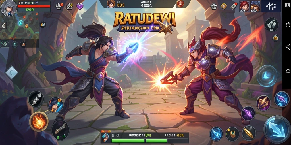 Tangkapan layar gameplay menampilkan aksi pertempuran dalam RATUDEWI.